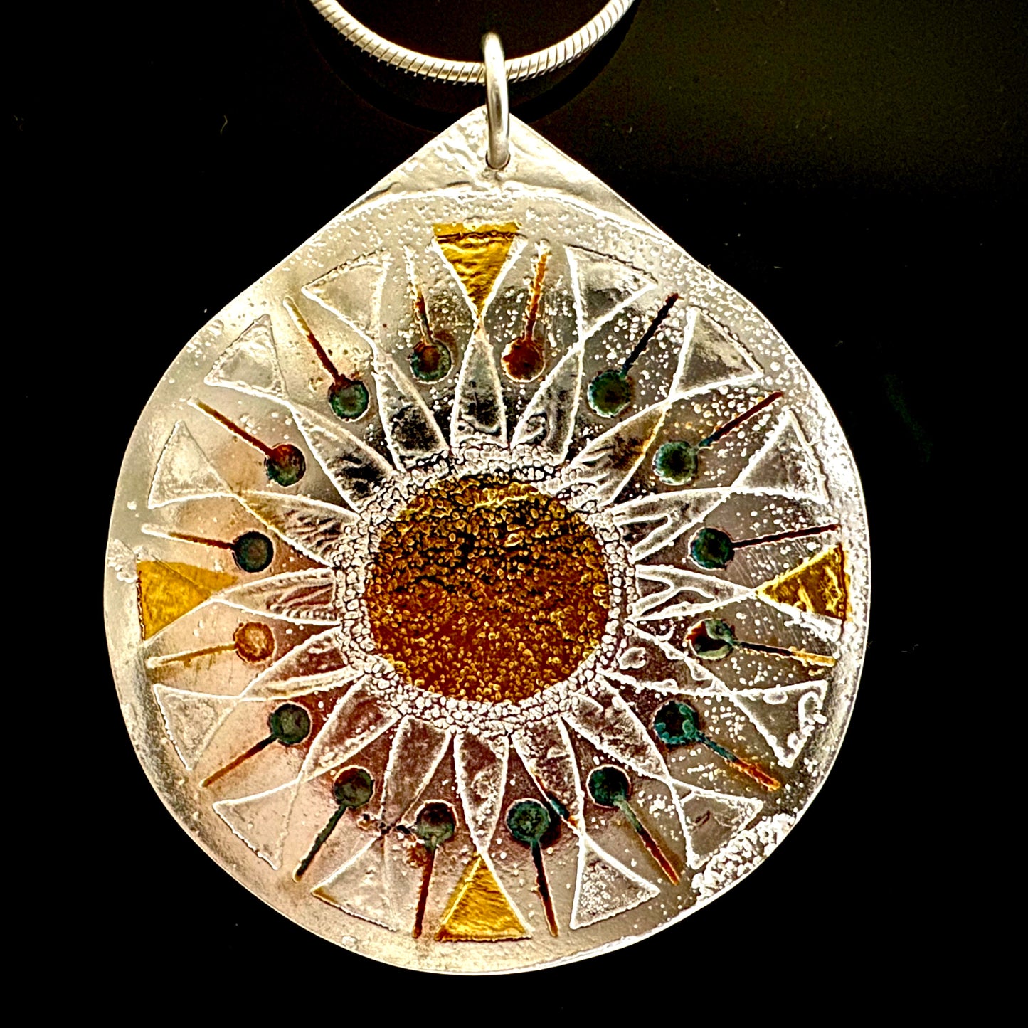 Silver Gold Medallion With Petals