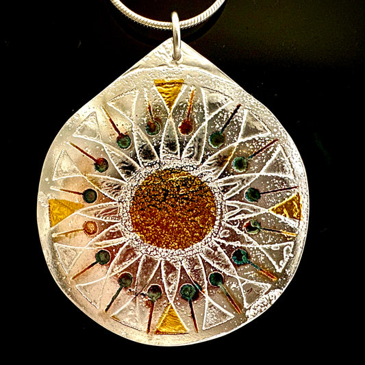 Silver Gold Medallion With Petals
