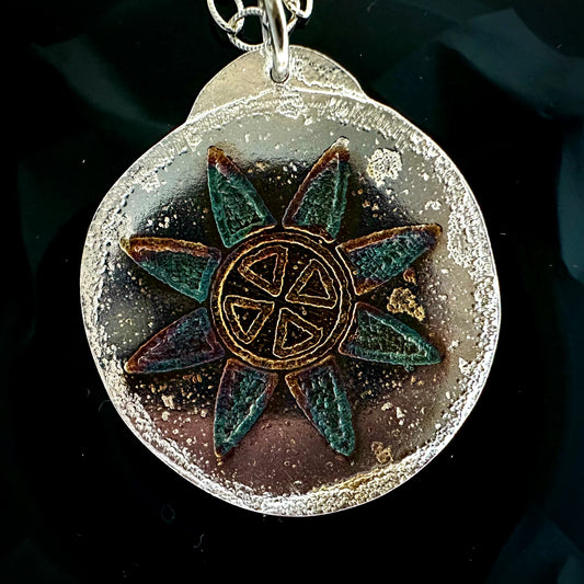 Etched Sun Pendant Sterling Silver