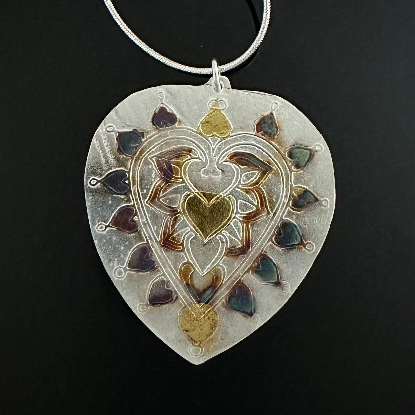 Pendant Etched Heart - HIMANI SILVER JEWELRY