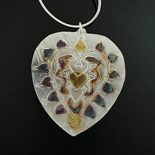 Pendant Etched Heart - HIMANI SILVER JEWELRY