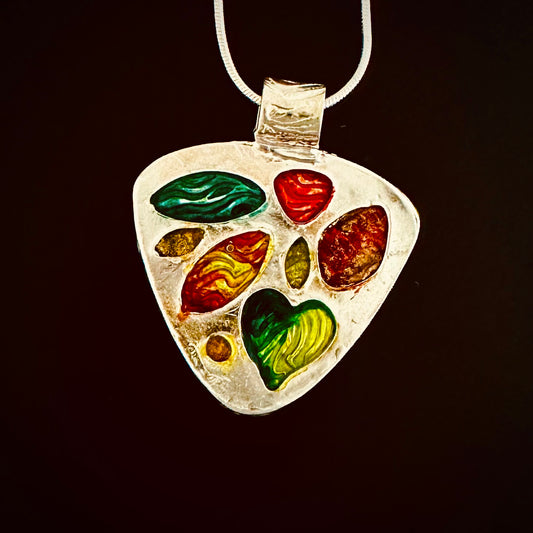 Pendant Leaves Fine Silver Alcohol Ink And Resin - HIMANI SILVER JEWELRY