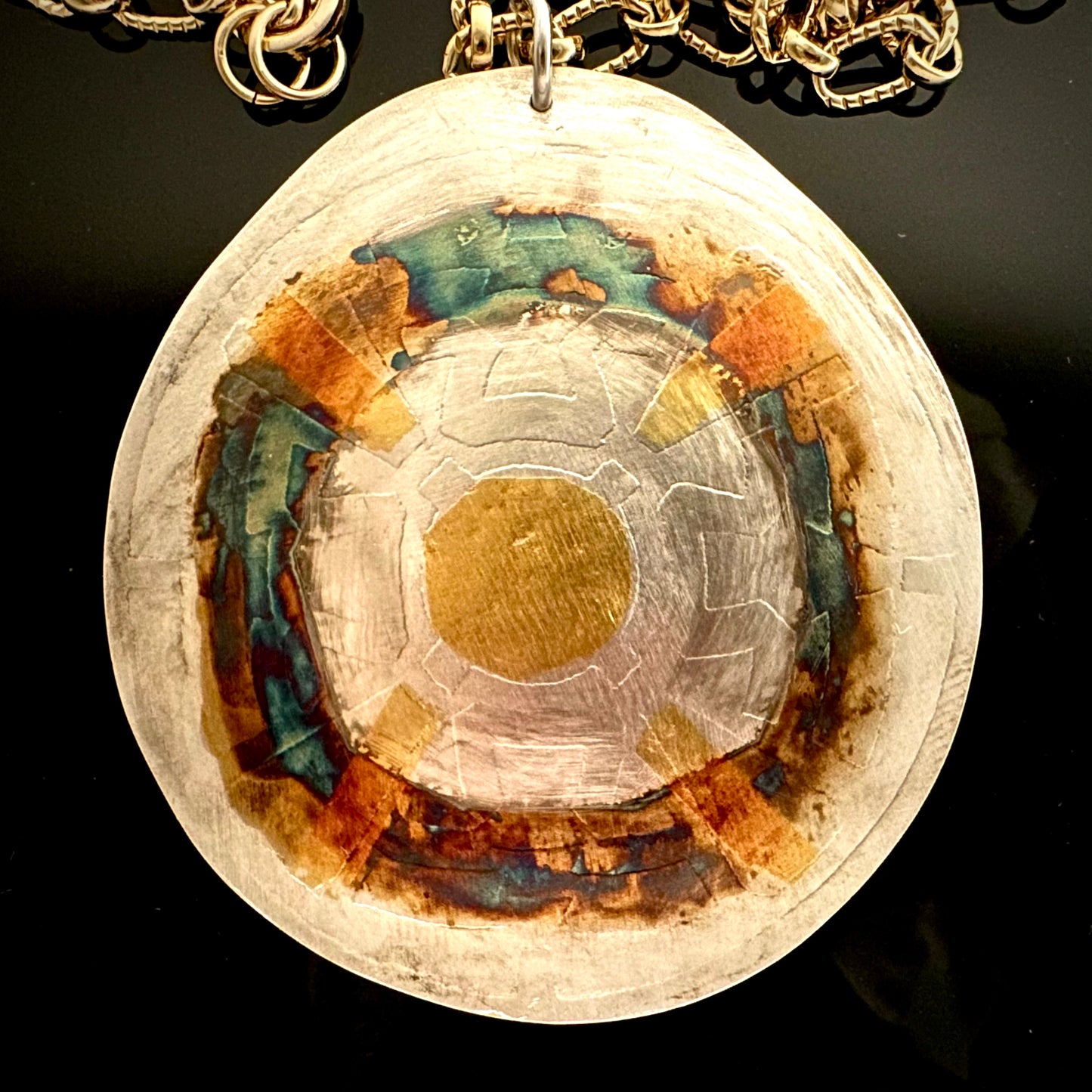 Silver And Gold Pendant Pima Indian Design