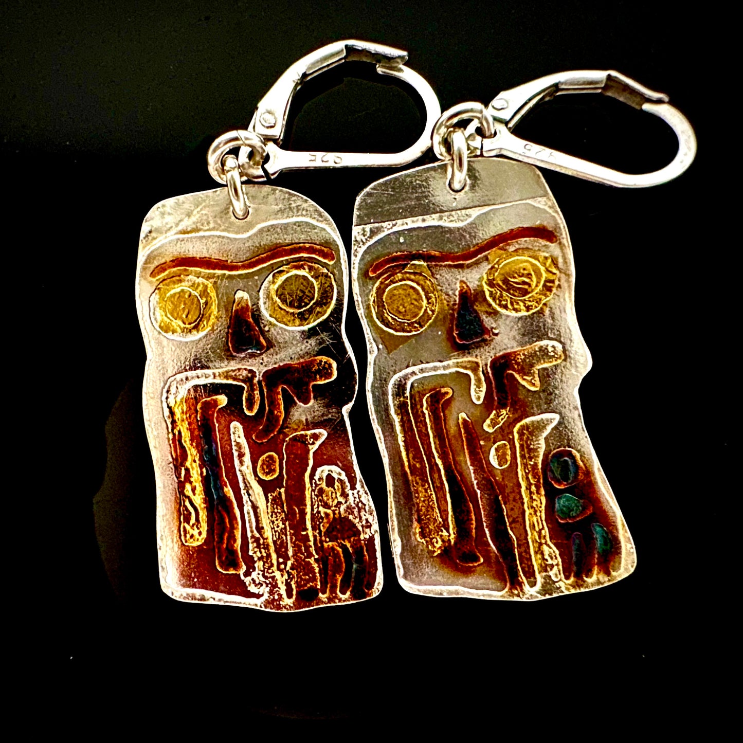 Silver Gold Earrings Mythical Mexican