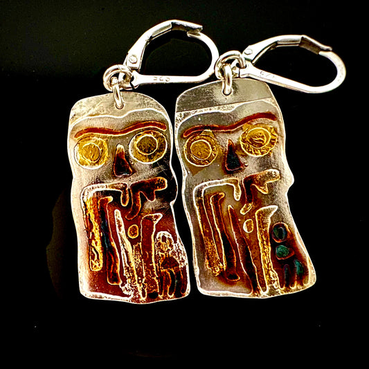 Silver Gold Earrings Mythical Mexican