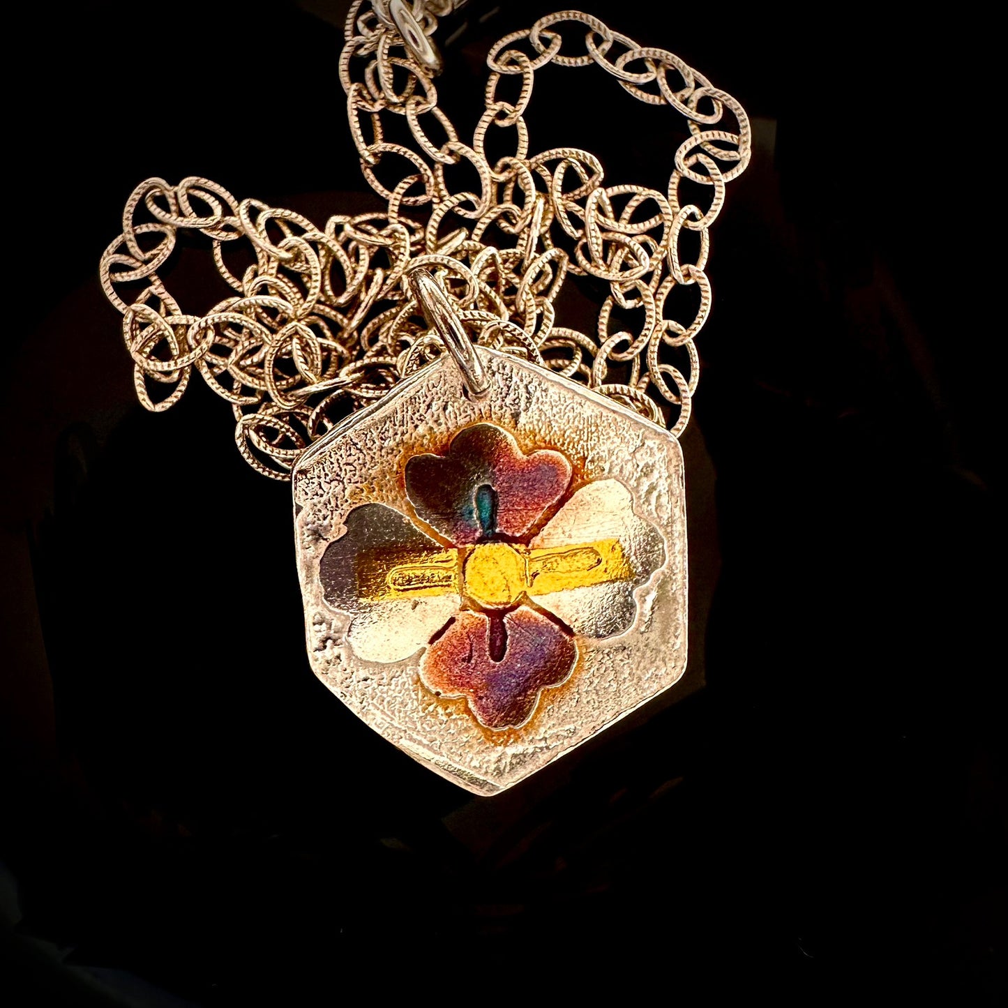 Silver And Gold Japanese Flower Pendant