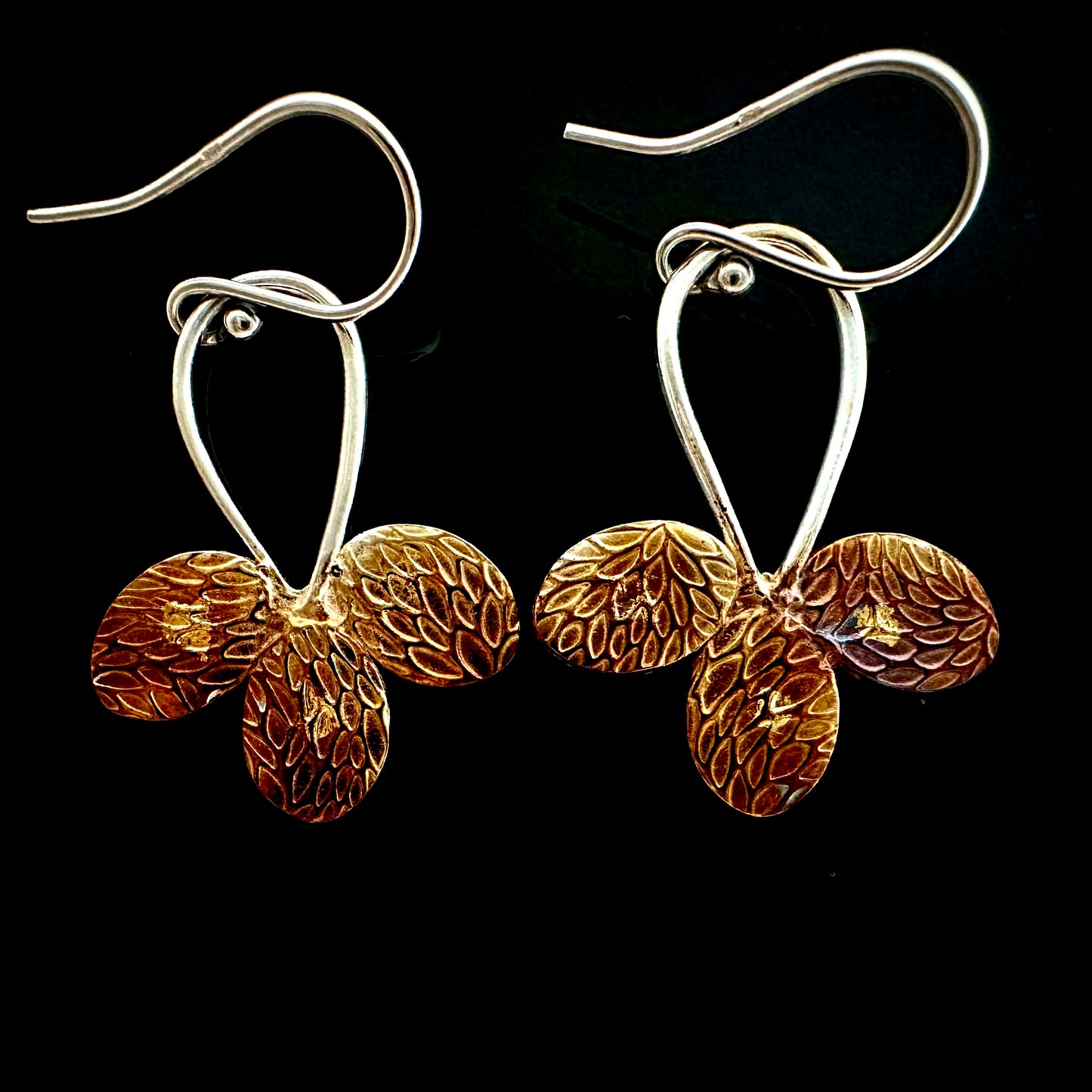 Tri-Lobe Earrings Silver And Gold