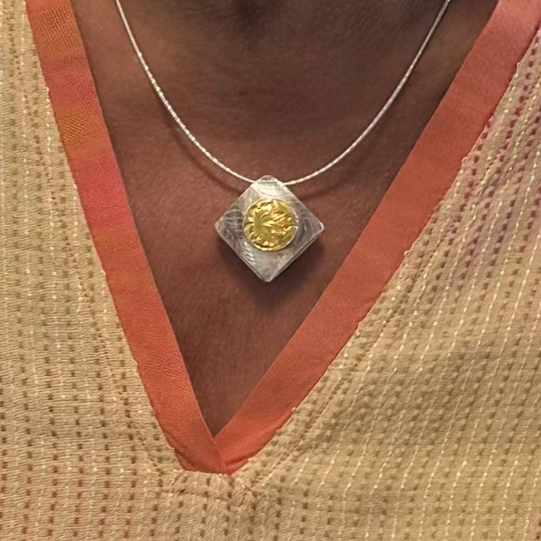 Pendant Silver And Gold Double Sided. - HIMANI SILVER JEWELRY