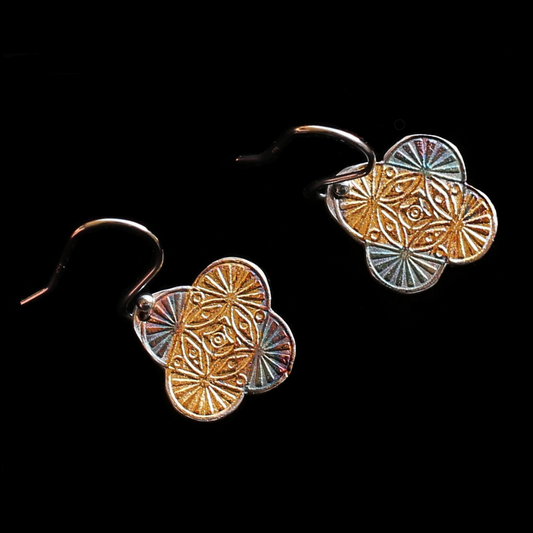 4 Leaf Clover Earrings Pure Silver with 24k Gold - HIMANI SILVER JEWELRY