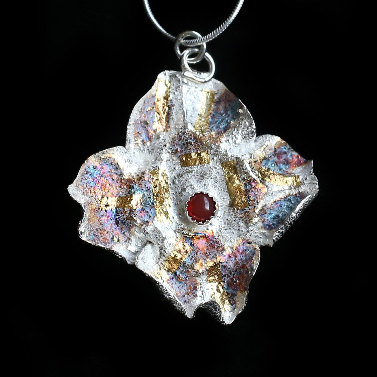 Persimmon Calyx With Carnelian Cabochon - HIMANI SILVER JEWELRY