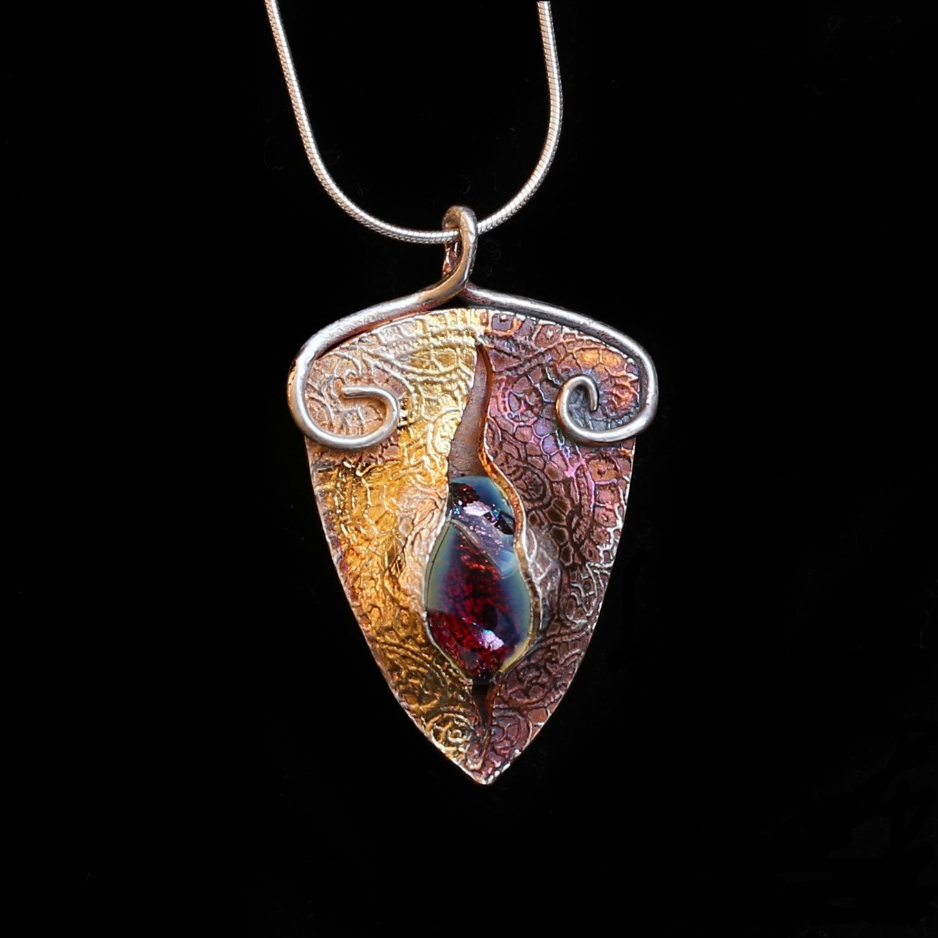 Dichroic Red Glass Pendant - HIMANI SILVER JEWELRY