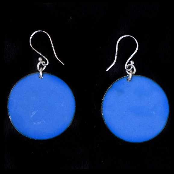 Earrings Enameled Black With Textured Sterling Silver 2 Sided - HIMANI SILVER JEWELRY