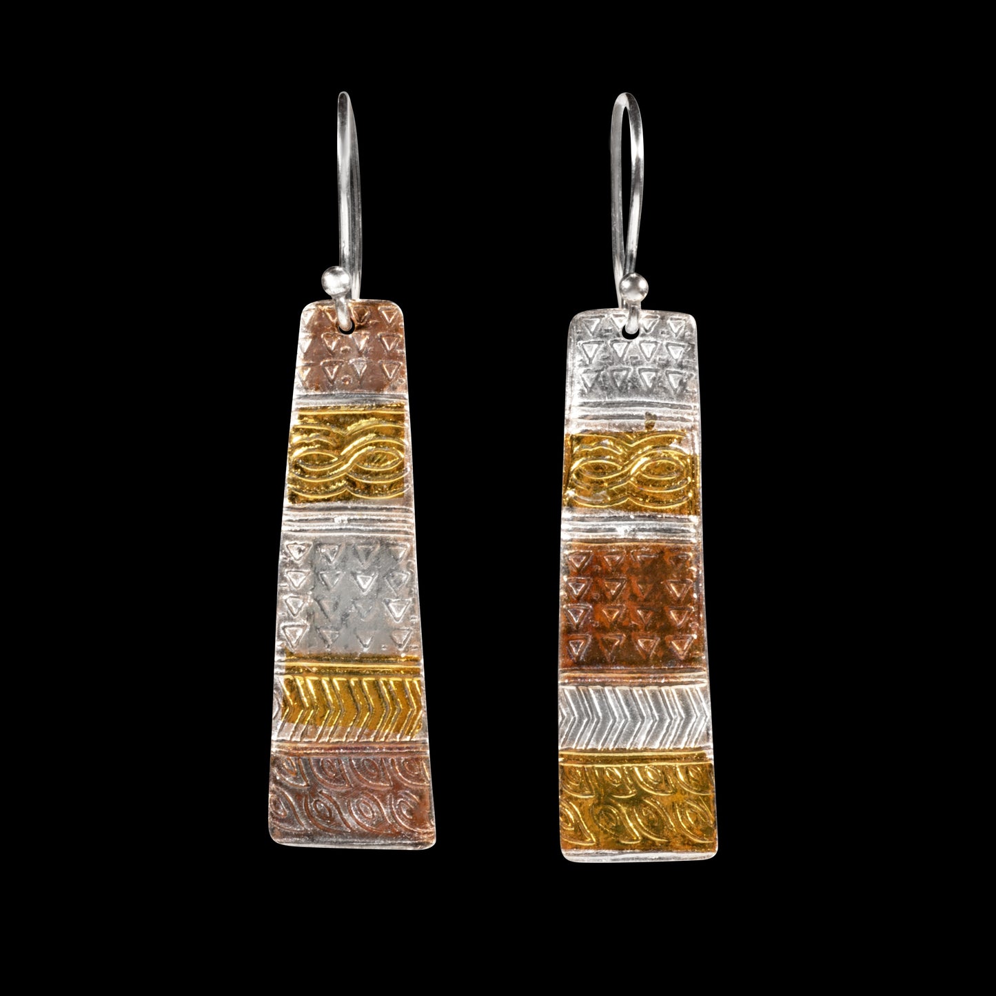Egyptian pattern earrings pure silver/ 24K Gold foil