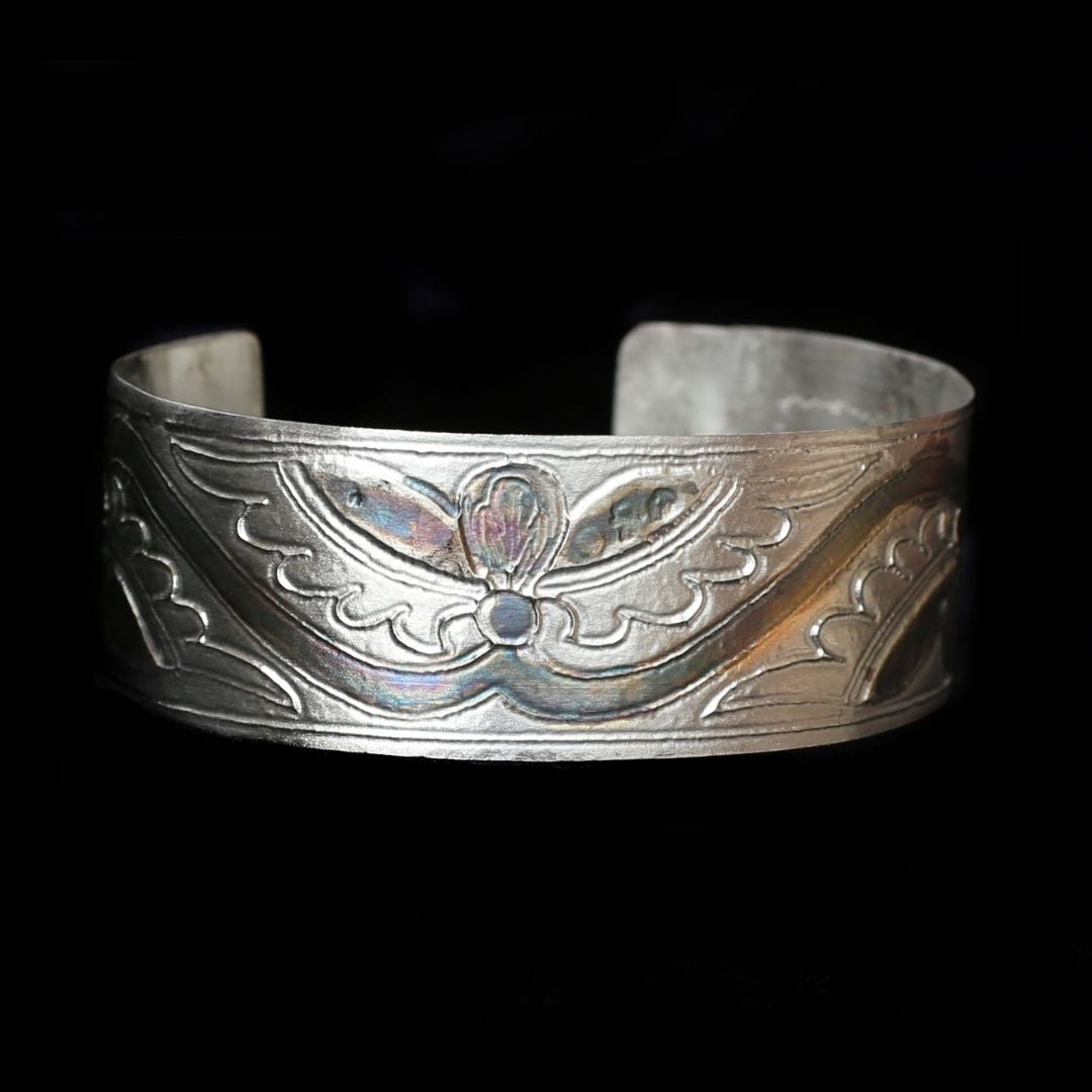 Etched Sterling Cuff Bees on a Vine - HIMANI SILVER JEWELRY