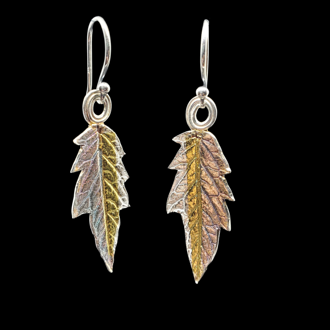 Tomato Leaf Earrings Silver Gold - HIMANI SILVER JEWELRY