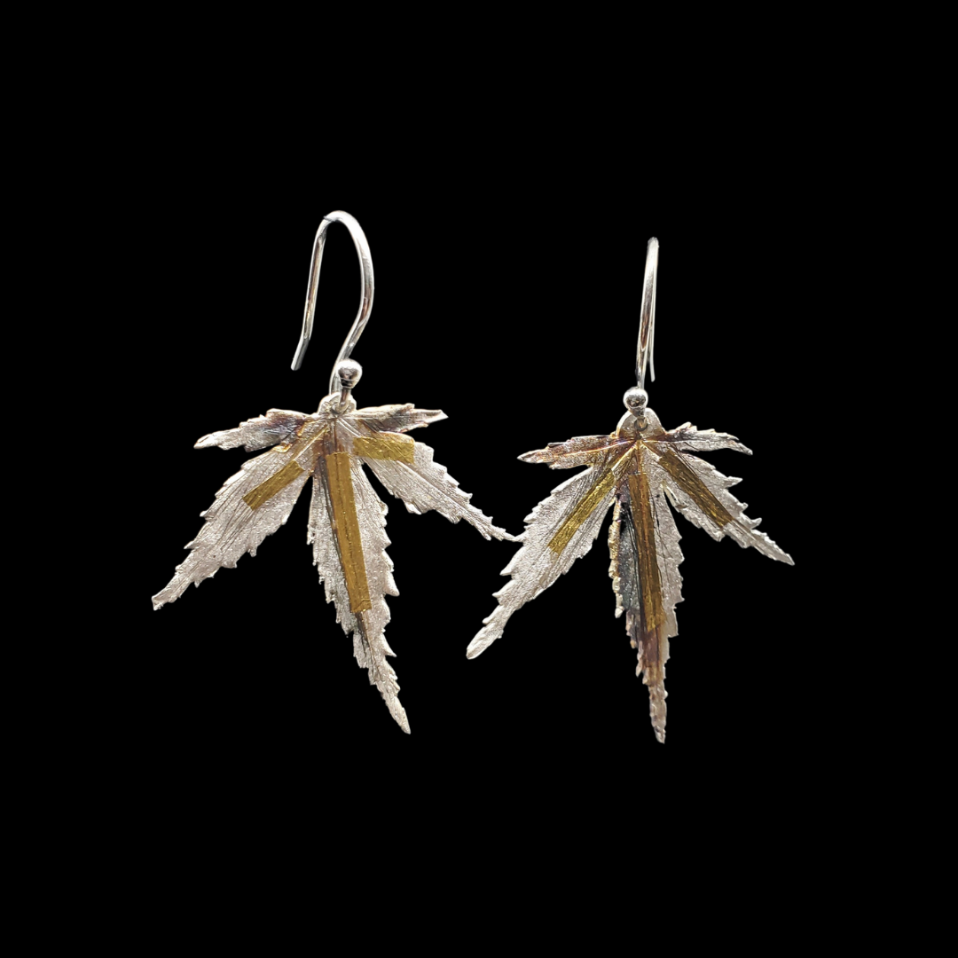 Japanese Maple Leaf Earrings Silver Gold - HIMANI SILVER JEWELRY