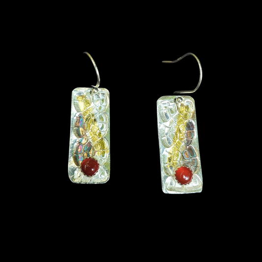 Double Helix Mosaic Earrings With Carnelian Stone - HIMANI SILVER JEWELRY