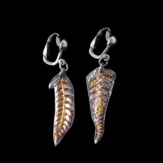 Fern leaf earrings Silver Gold - HIMANI SILVER JEWELRY