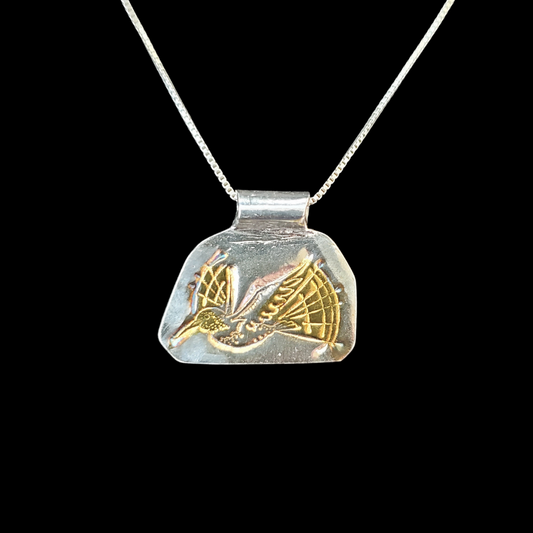Hummingbird Pendant Pure Silver And Gold - HIMANI SILVER JEWELRY