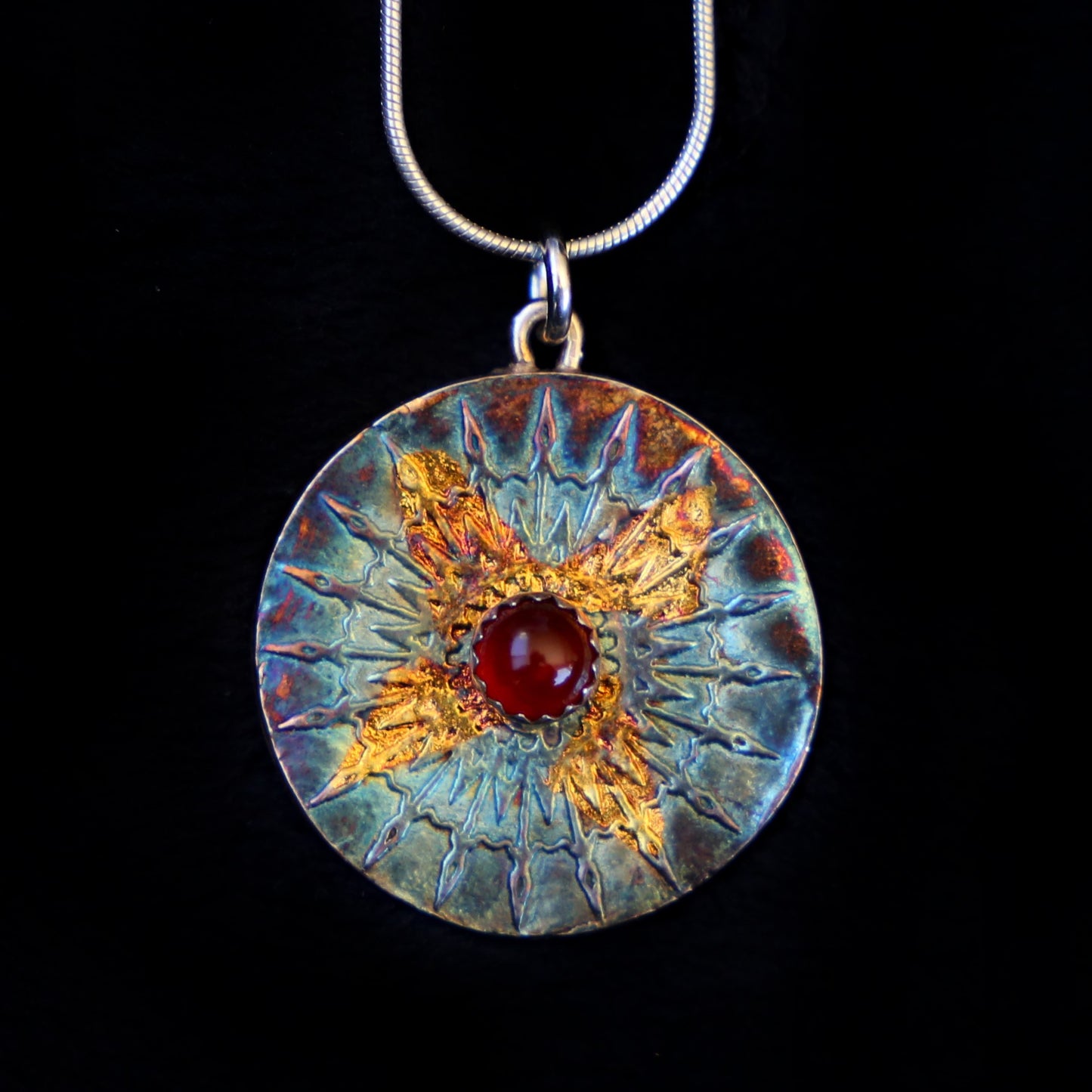 Sunburst Carnelian Pendant - HIMANI SILVER JEWELRY