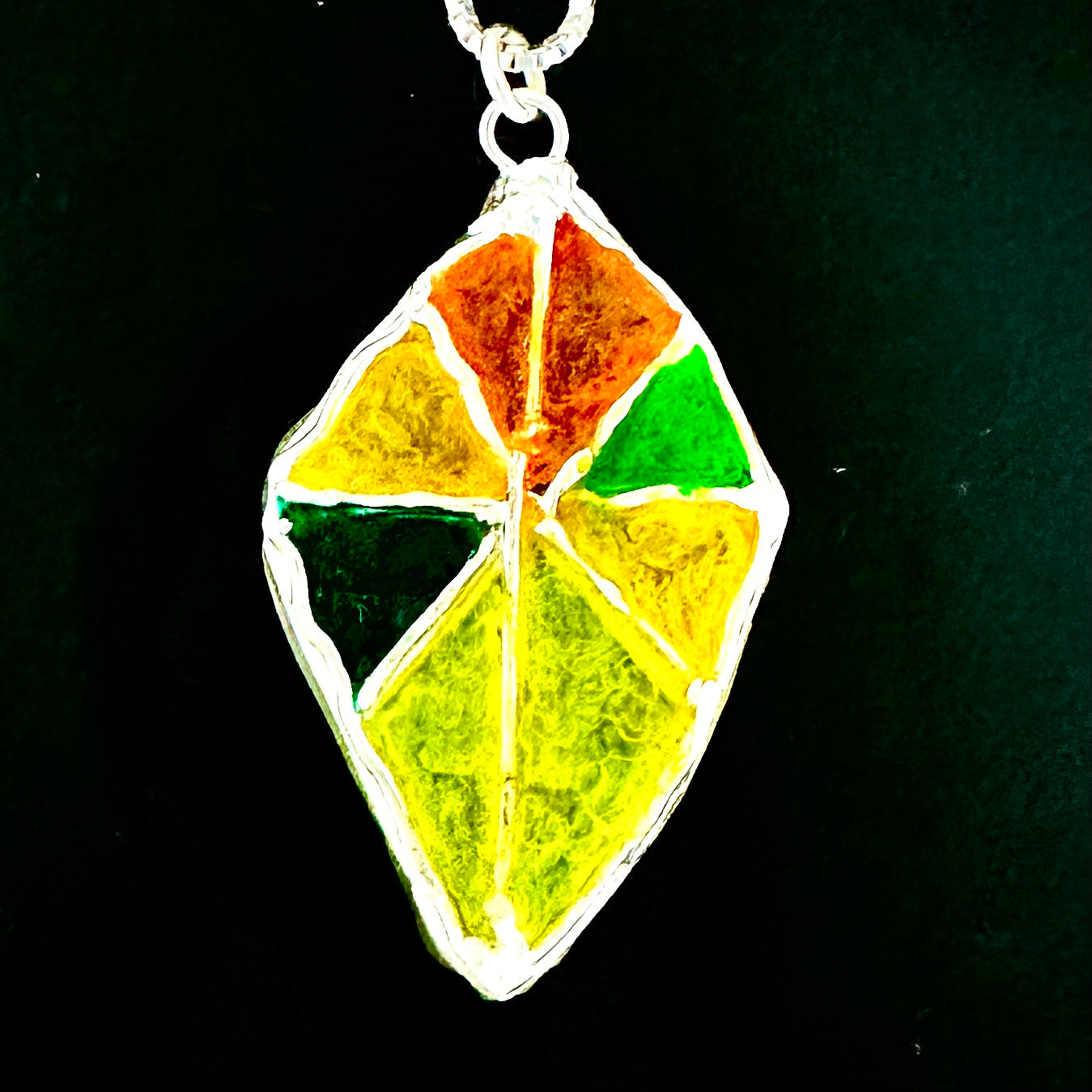 Citrus Pendant Silver Clay Alcohol Inks And Resins - HIMANI SILVER JEWELRY