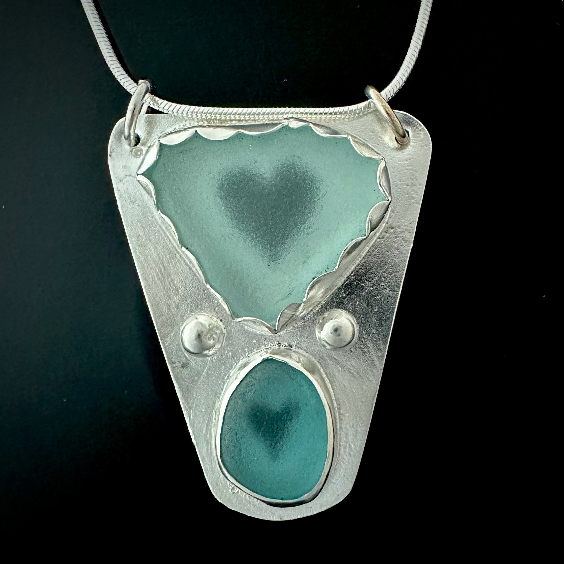 Two Hearts Seaglass Pendant - HIMANI SILVER JEWELRY