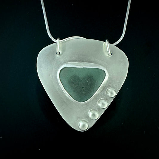 Guitar Pick Seaglass Pendant - HIMANI SILVER JEWELRY