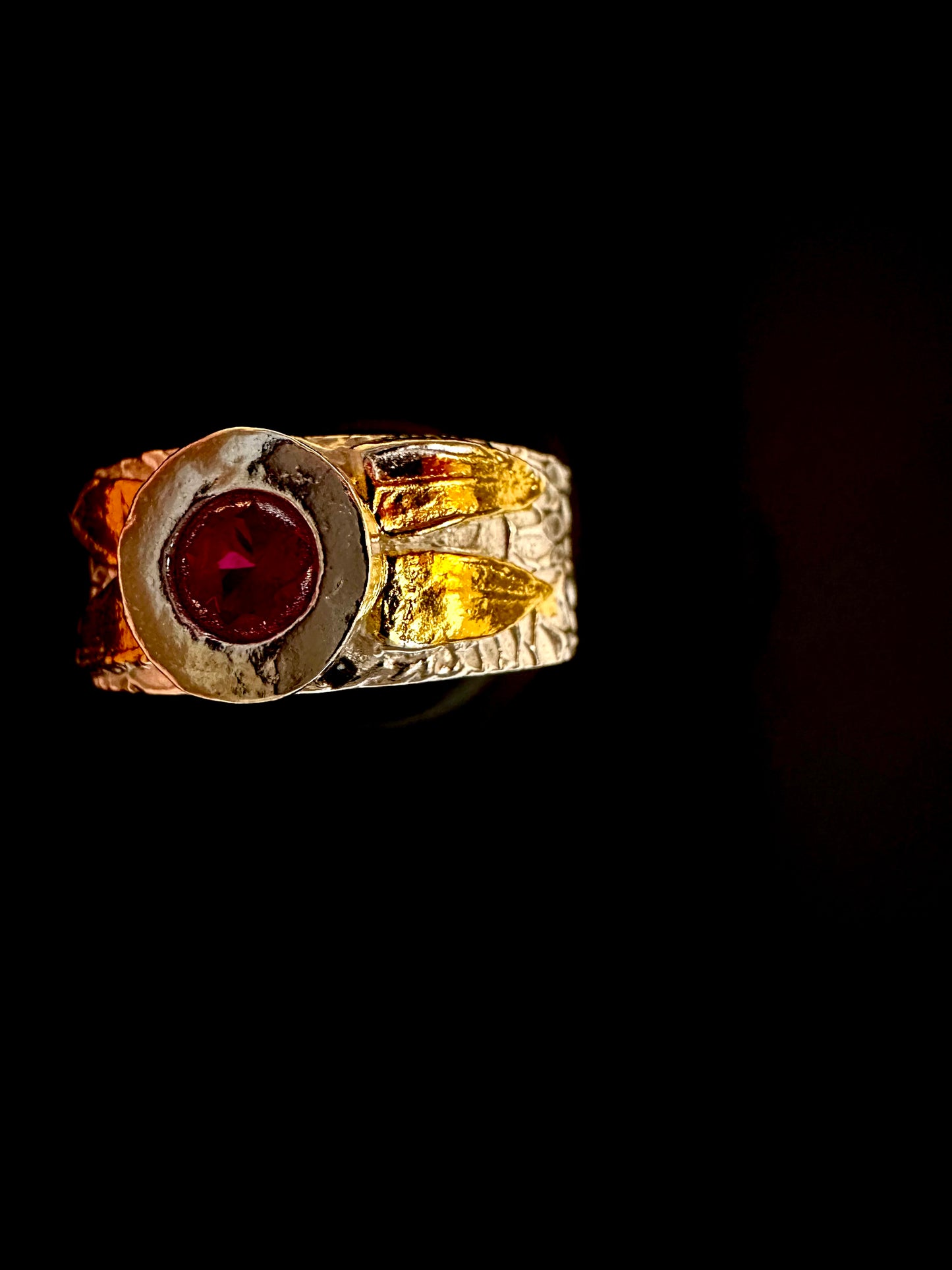 Ruby Ring With Leaves