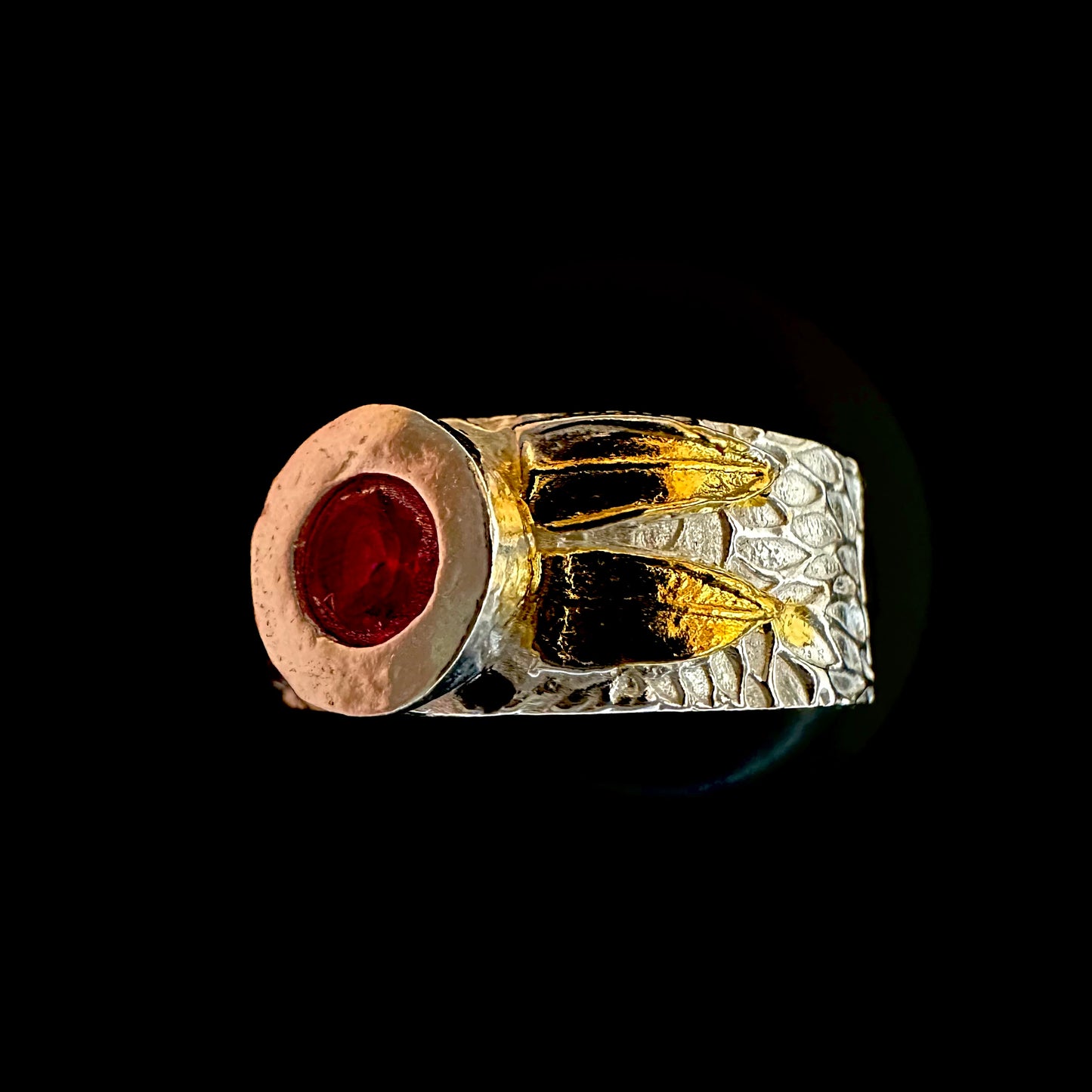 Ruby Ring With Leaves