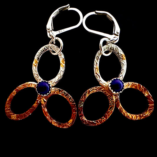 3 Hoop Petals With Lapis Earrings