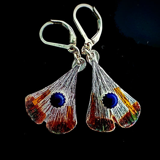 Ginkgo Leaf Earrings With Blue Lapis