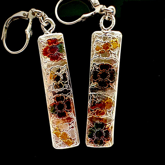 Long Floral Earrings Silver And Gold