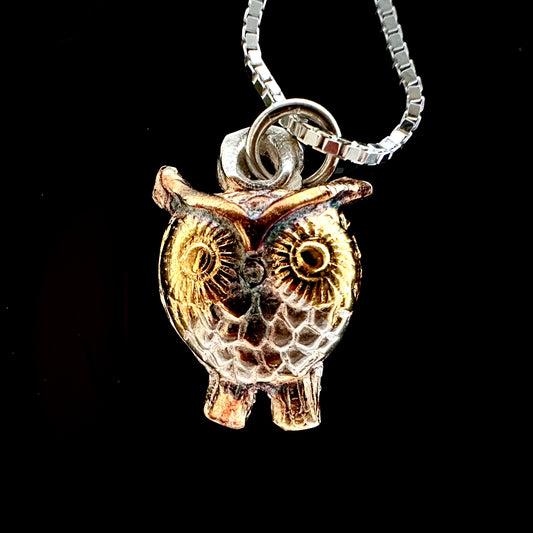 Little Owl Silver And Gold Pendant