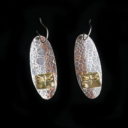 Dragonfly Earrings Silver and Gold - HIMANI SILVER JEWELRY