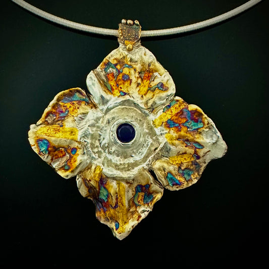 Pendant Persimmon Calyx Blue Sapphire - HIMANI SILVER JEWELRY