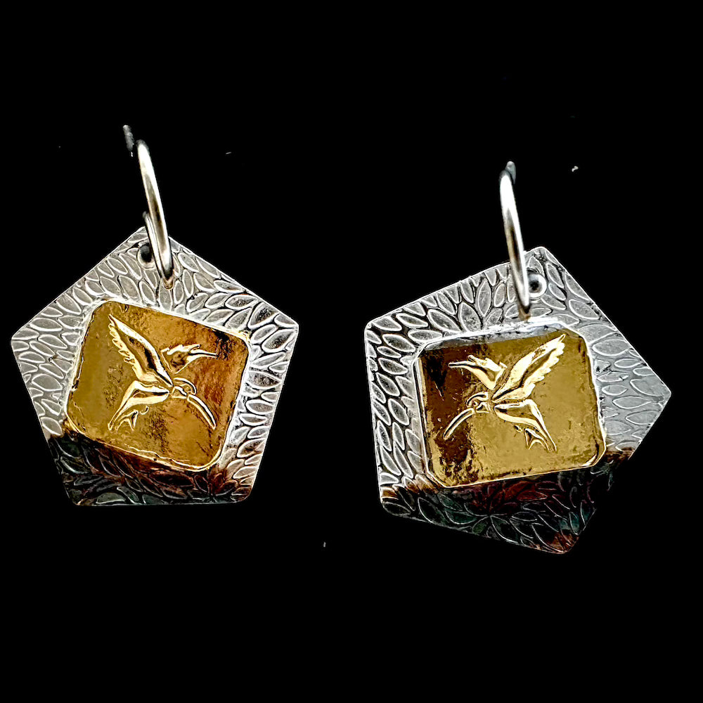 Hummingbirds in a Field of Flowers Earrings