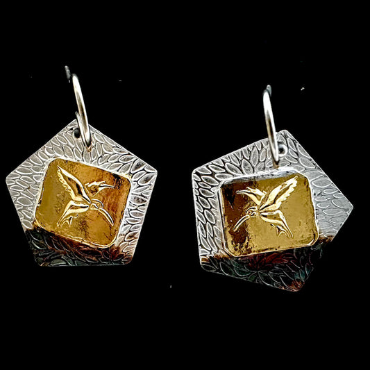 Hummingbirds in a Field of Flowers Earrings