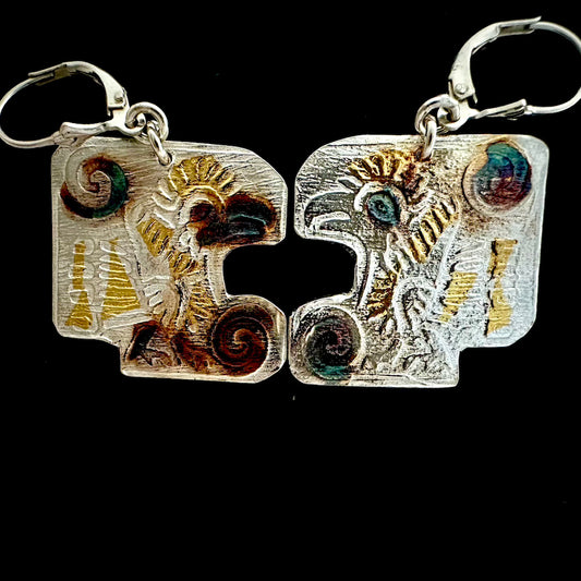 Ancient Mayan Bird Earrings
