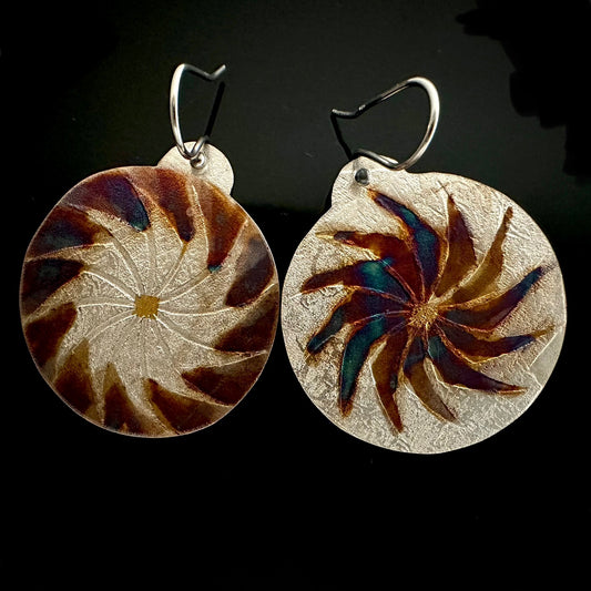 Pinwheel Earrings Silver and Gold