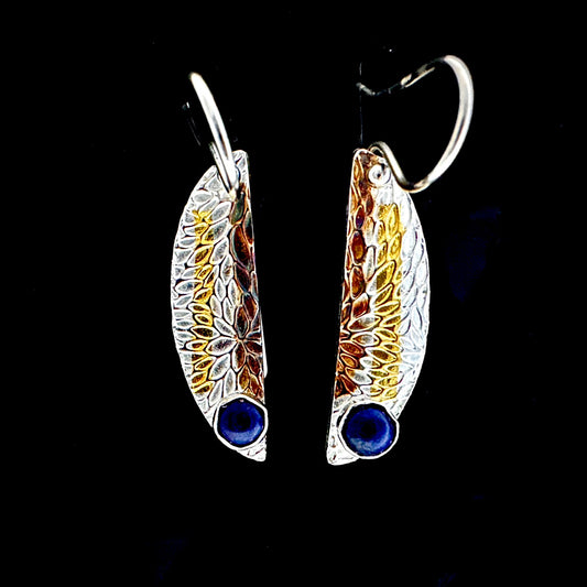 Half Ellipse Earrings With Lapis