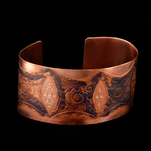 Etched Copper Cuff Wide