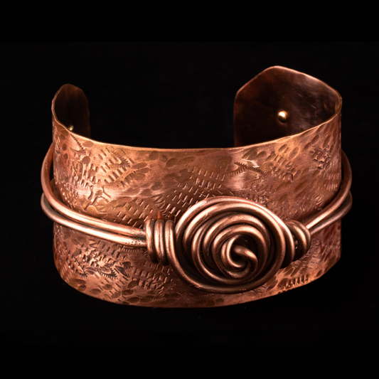 Copper Cuff with Rosette - HIMANI SILVER JEWELRY