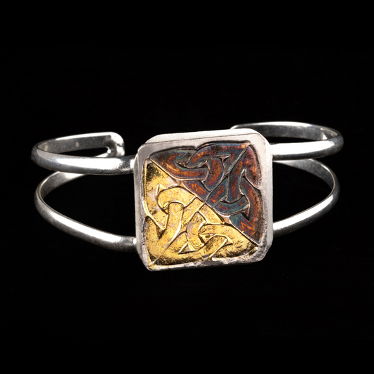 Celtic Square Medallion Cuff - HIMANI SILVER JEWELRY