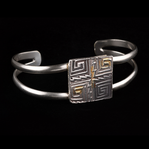 Silver Cuff with Square Geometric Pattern