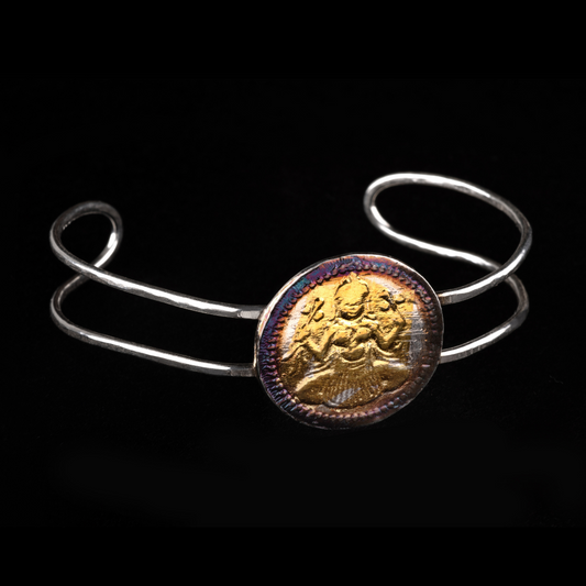 Goddess medallion on a petite sterling silver band - HIMANI SILVER JEWELRY
