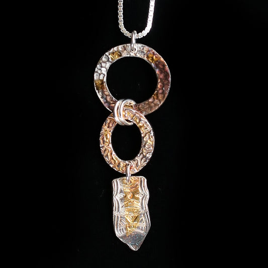 Pendant 2 Hoops And Dangle Silver and Gold - HIMANI SILVER JEWELRY