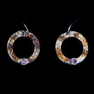 Alexandrite Hoop Earrings with Snakeskin Pattern