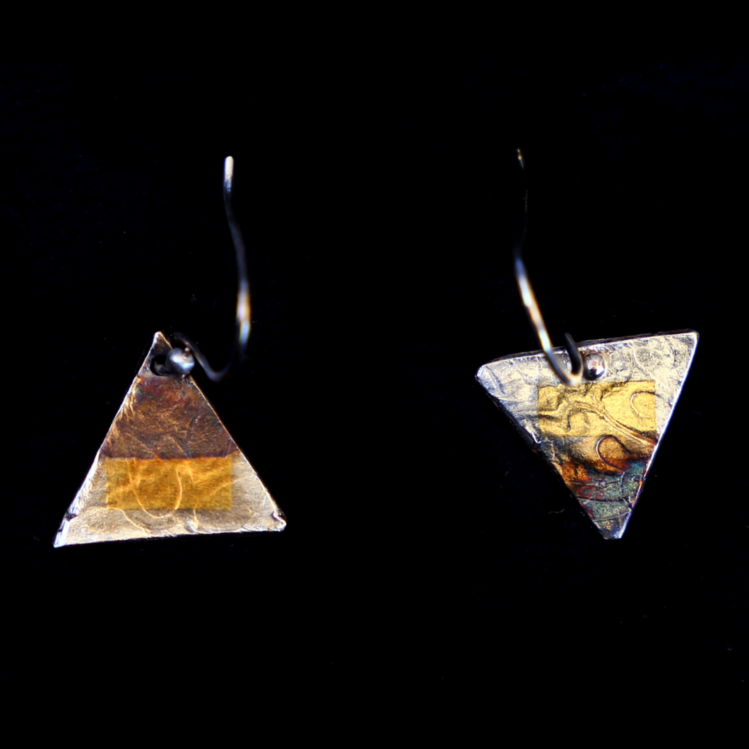 Earrings Little Triangles Silver And Gold