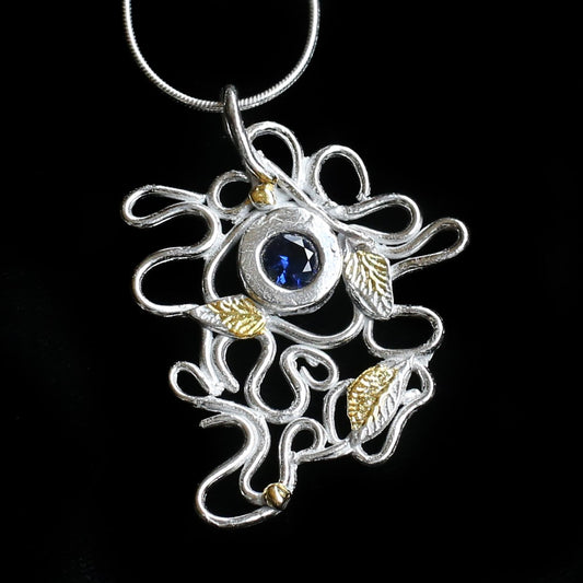 Blue Sapphire Lacy Pendant - HIMANI SILVER JEWELRY