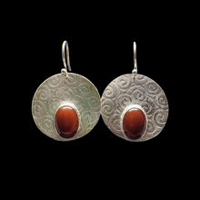 Load image into Gallery viewer, Earrings Carnelian On Textured Sterling Silver